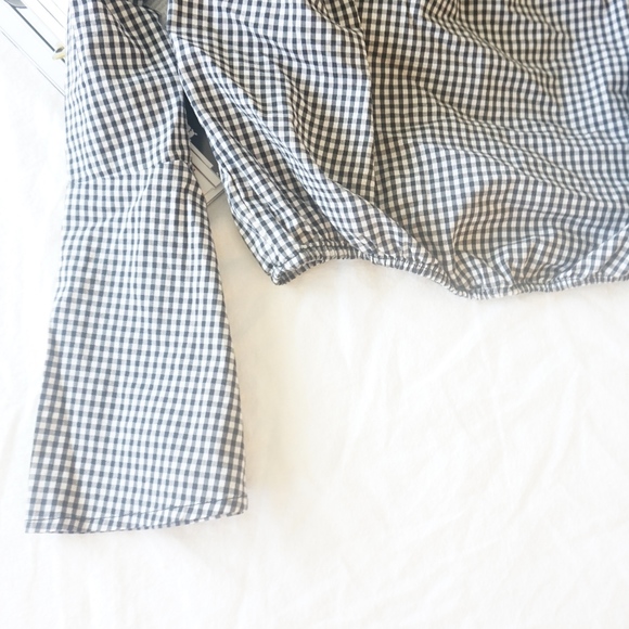 F21 Cropped Off the Shoulder Gingham Print Top - Picture 2 of 3